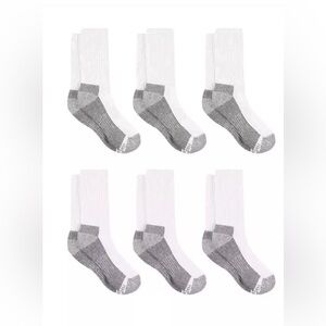 Hanes Men's Double Tough Crew Work Socks, 6-Pair Pack White,